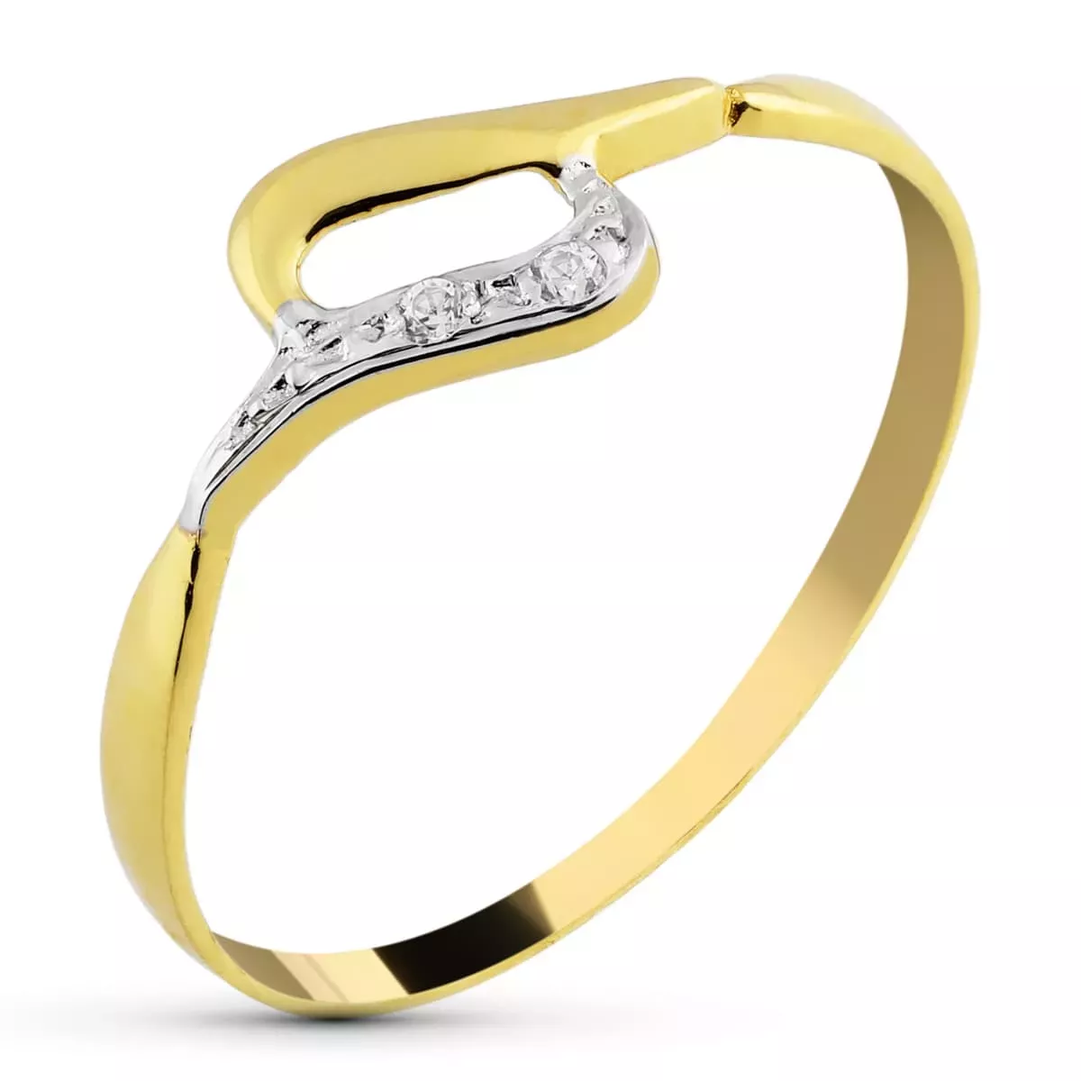 18K SORTIJA ORO BICOLOR MOTIVO CON CIRCONITAS. ANCHO: 6