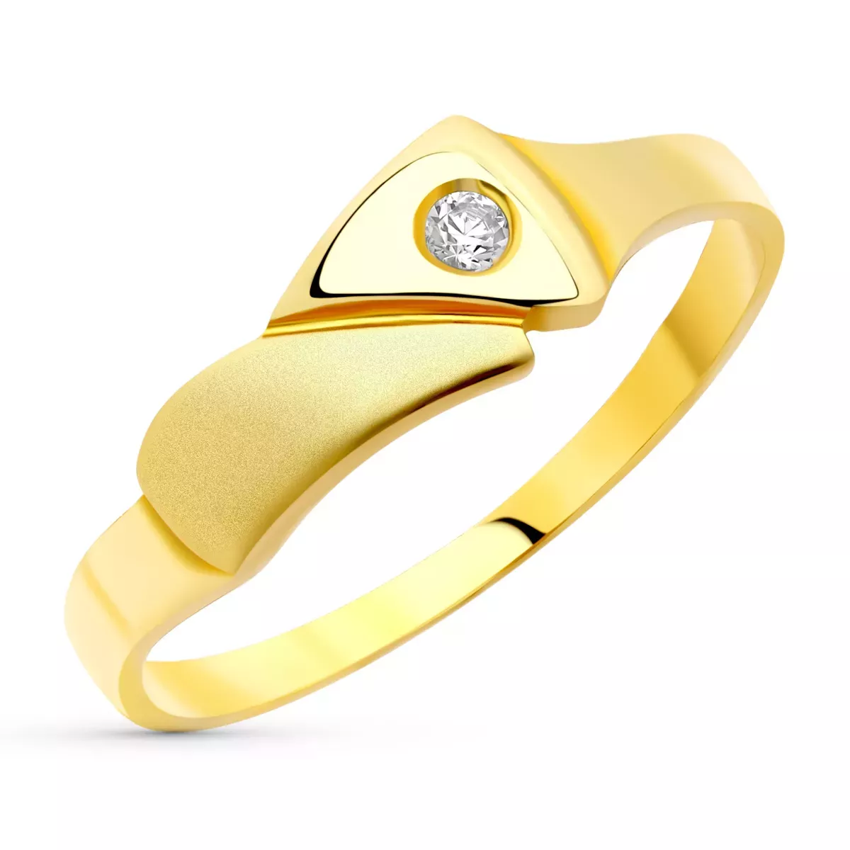 18K SORTIJA ORO AMARILLO MOTIVO MATE Y BRIILO CON CIRCONITA. ANCHO: 5