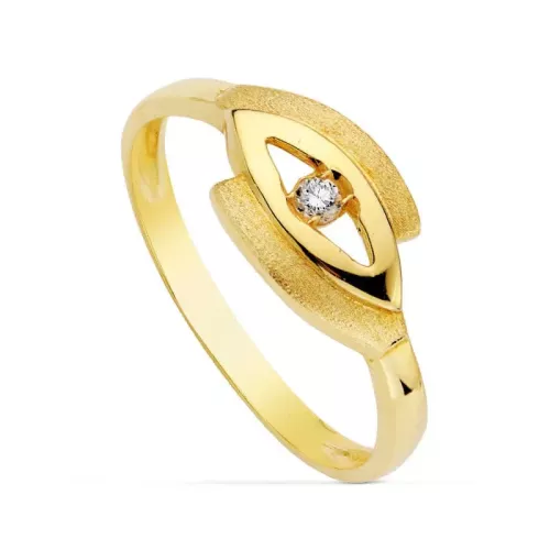 18K SORTIJA ORO AMARILLO OJO CON CIRCONITA. ANCHO: 7