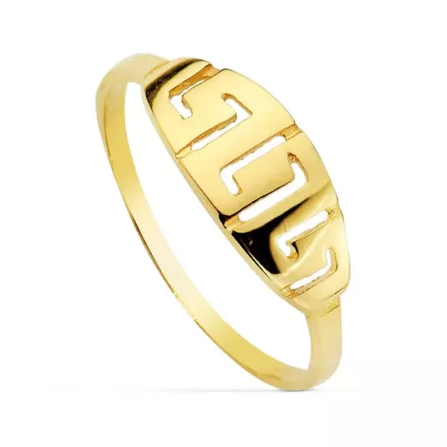 18K SORTIJA ORO AMARILLO CON MOTIVO CALADO GRECA. ANCHO: 6 MM 1