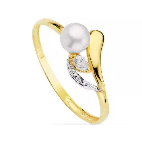 18K SORTIJA ORO BICOLOR CON PERLA 4