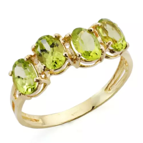 9K SORTIJA ORO AMARILLO OLIVINA NATURAL OVAL 6X4 MM TOTAL 1