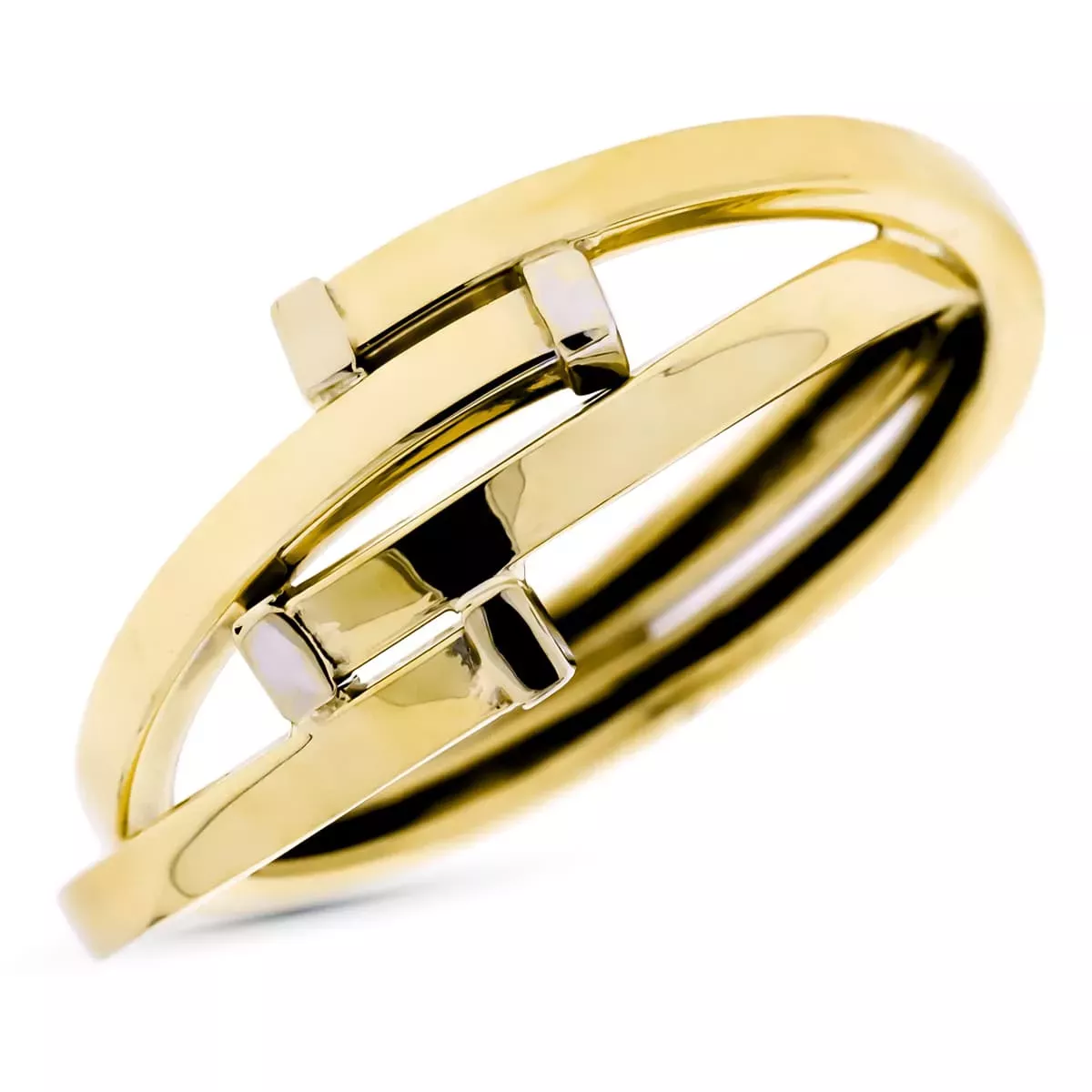 9K SORTIJA ORO BICOLOR BANDAS CRUZADAS EN BRILL. ANCHO: 10 MM 1