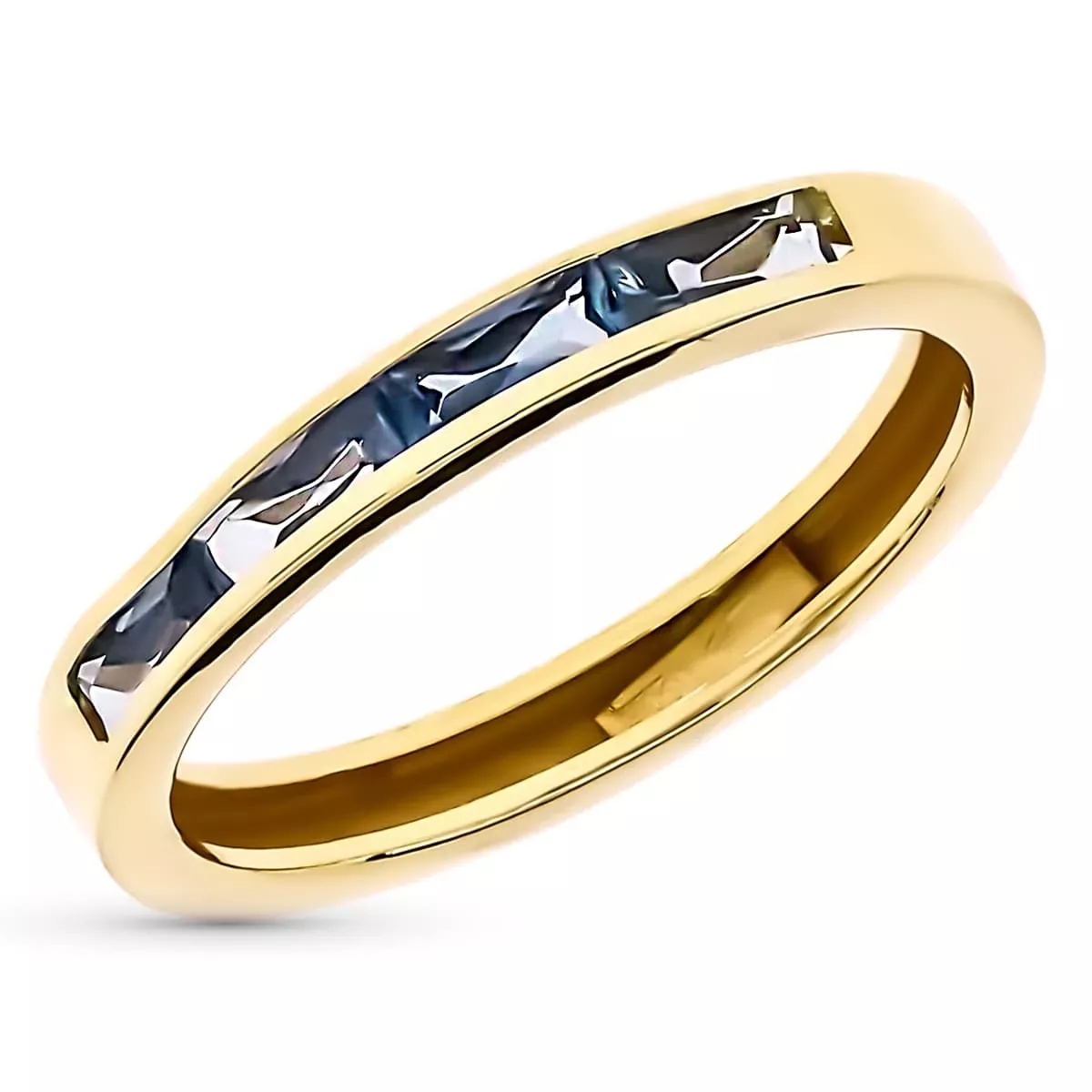 9K SORTIJA ORO AMARILLO AGUAMARINA EN CARRIL. ANCHO: 3 MM 1