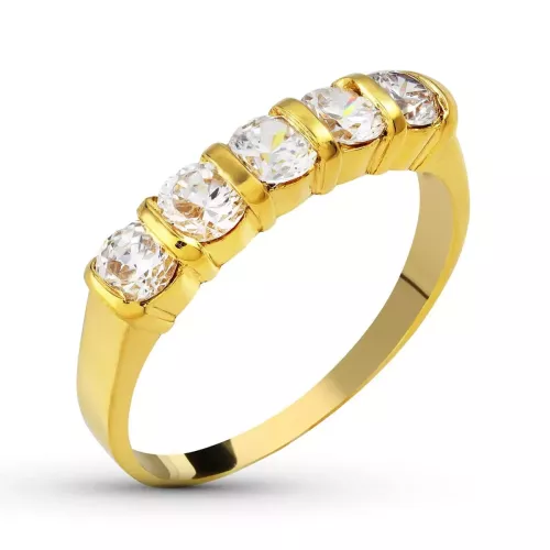 18K SORTIJA QUINTILLO ORO AMARILLO MACIZO CIRCONITA 4 MM. ANCHO 4MM 3