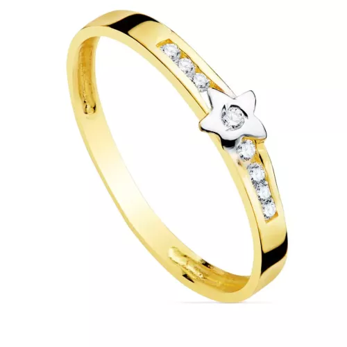 18K SORTIJA ORO BICOLOR FLOR CON CIRCONITA CARRIL. ANCHO: 4 MM 1