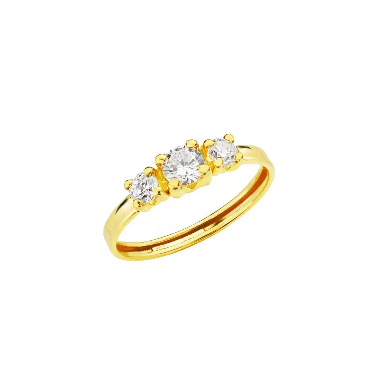 18K SORTIJA ORO AMARILLO CON TRES CIRCONITA DE 4 MM EN GARRAS 0