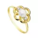 18K SORTIJA ORO AMARILLO MOTIVO CON PERLA 4MM Y CIRCONITAS. ANCHO: 9