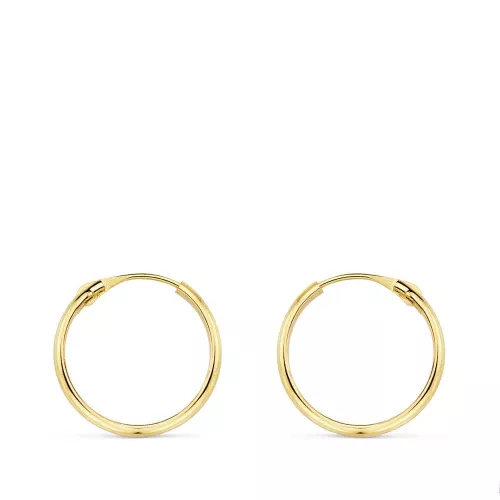 18K AROS ORO AMARILLO MEDIA CAÑA LISOS LIGEROS. 16X2 MM 0,48gr