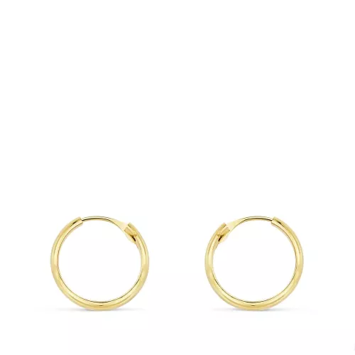 18K AROS HUECOS ORO AMARILLO MEDIA CAÑA LIGEROS.14X3 MM 0,59gr