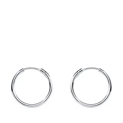 18K PENDIENTES AROS ORO BLANCOS HUECOS REDONDOS 13 X 1.20 MM 0