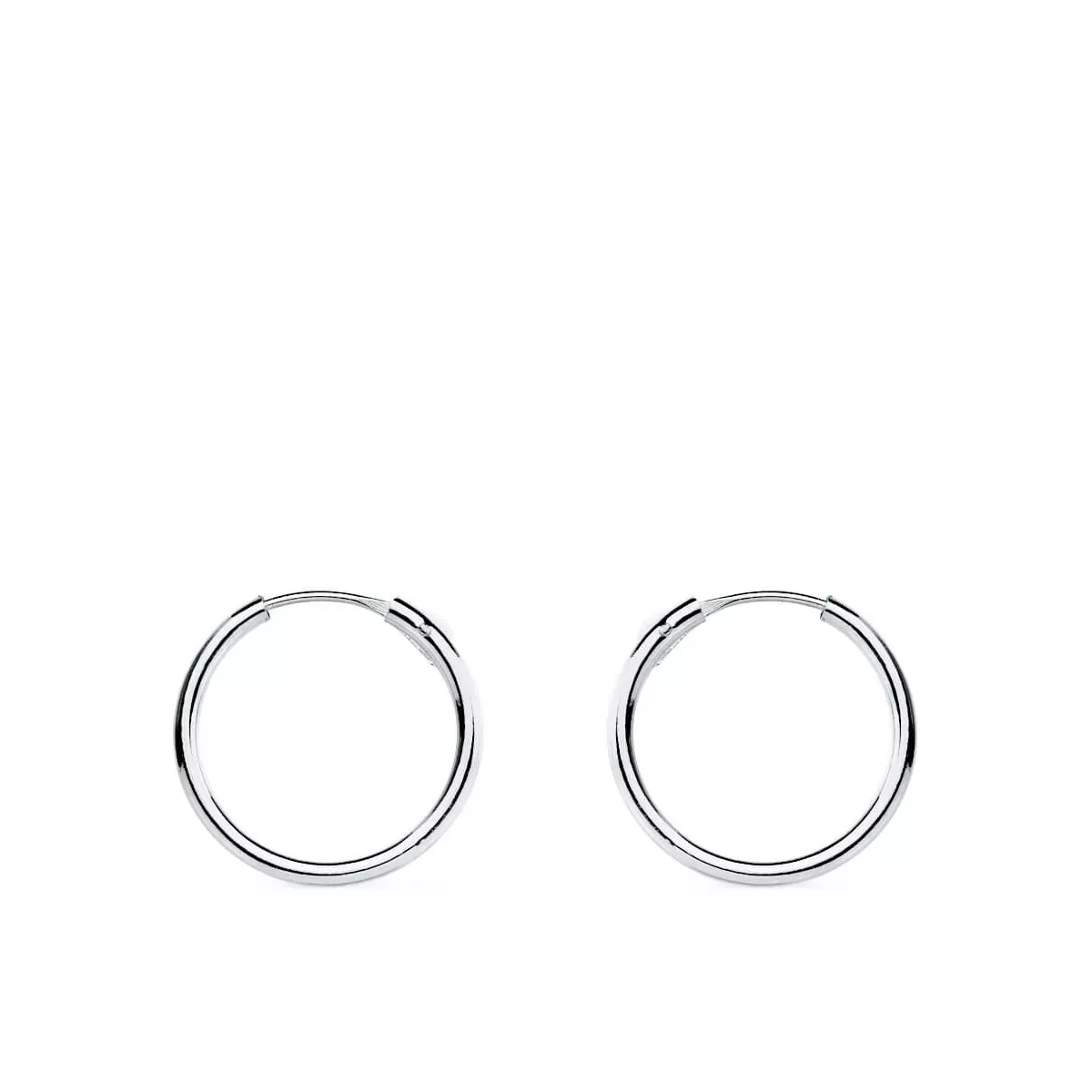 18K PENDIENTES AROS ORO BLANCOS HUECOS REDONDOS 13 X 1.20 MM 0