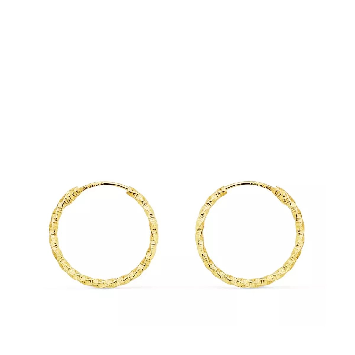 18K AROS ORO AMARILLO HUECOS RETORCIDOS CON TALLADO 15X1.30 MM 0
