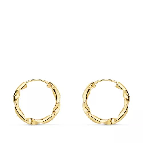 18K AROS ORO AMARILLO HUECOS RETORCIDOS. 14X2 MM 0