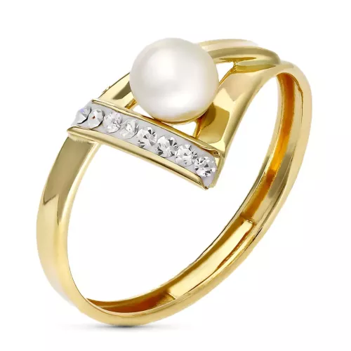 9K SORTIJA ORO AMARILLO BANDAS CON PERLA DE 5 MM. ANCHO: 8 MM 0