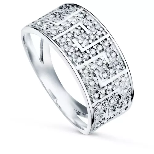 9K SORTIJA ORO BLANCO GRECAS CON CIRCONITAS. ANCHO: 9 MM 4