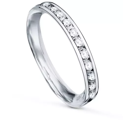 9K SORTIJA ORO BLANCO CON CIRCONITAS REDONDAS EN CARRIL. ANCHO: 2