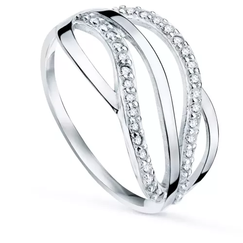 9K SORTIJA ORO BLANCO BANDAS CON CIRCONITAS. ANCHO: 10 MM 2