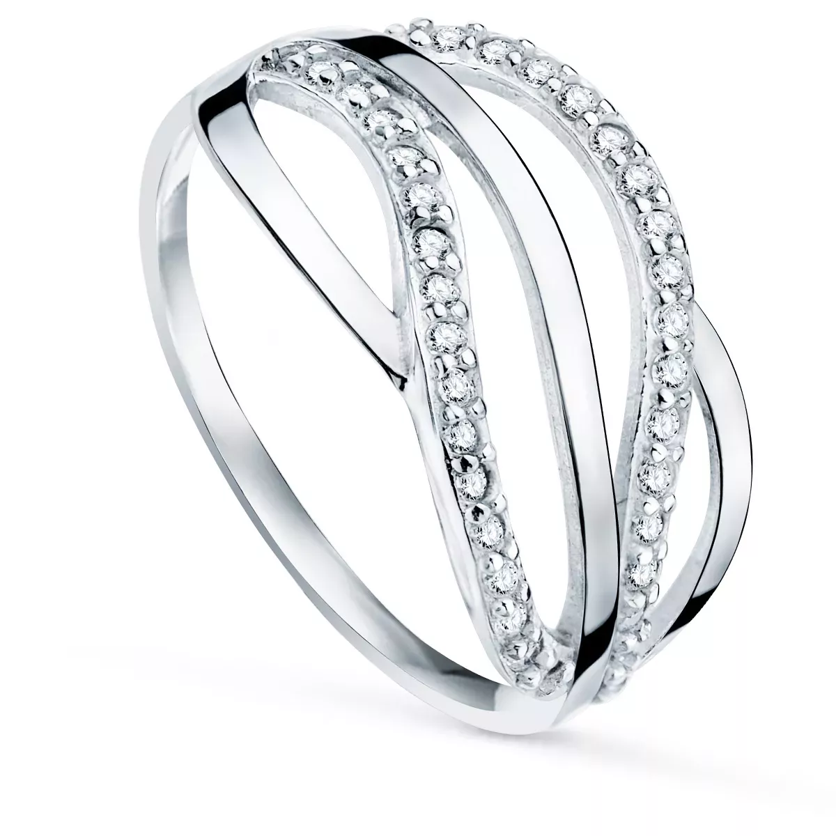 9K SORTIJA ORO BLANCO BANDAS CON CIRCONITAS. ANCHO: 10 MM 2