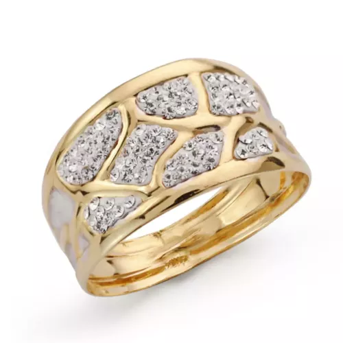 9K SORTIJA ORO AMARILLO CON CIRCONITAS. ANCHO: 11 MM 1