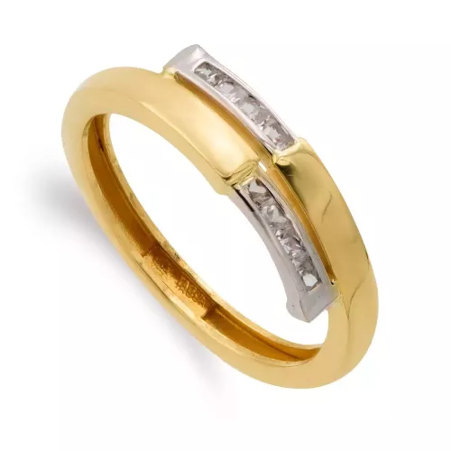 9K SORTIJA ORO BICOLOR BANDAS CON CIRCONITA EN CARRIL. ANCHO: 5 MM 1