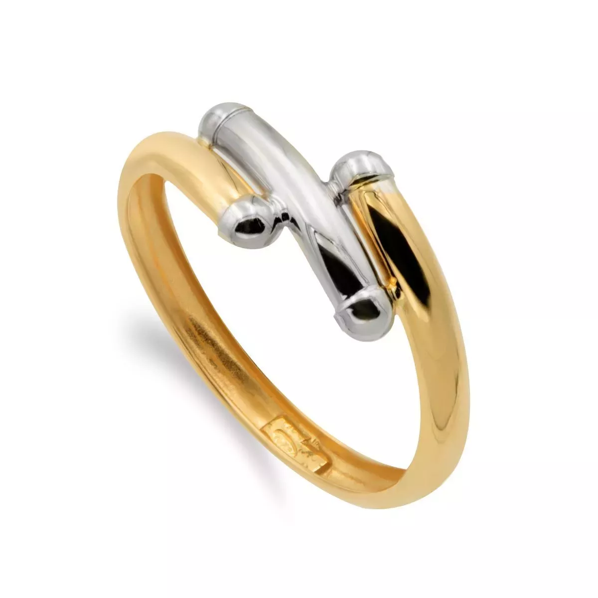 9K SORTIJA ORO BICOLOR BANDAS EN BRILLO. ANCHO: 8