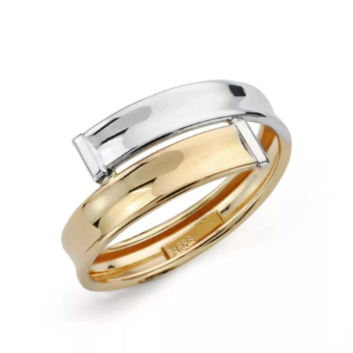 9K SORTIJA ORO BICOLOR CON BANDAS CRUZADAS EN BRILLO. ANCHO: 8 MM 1