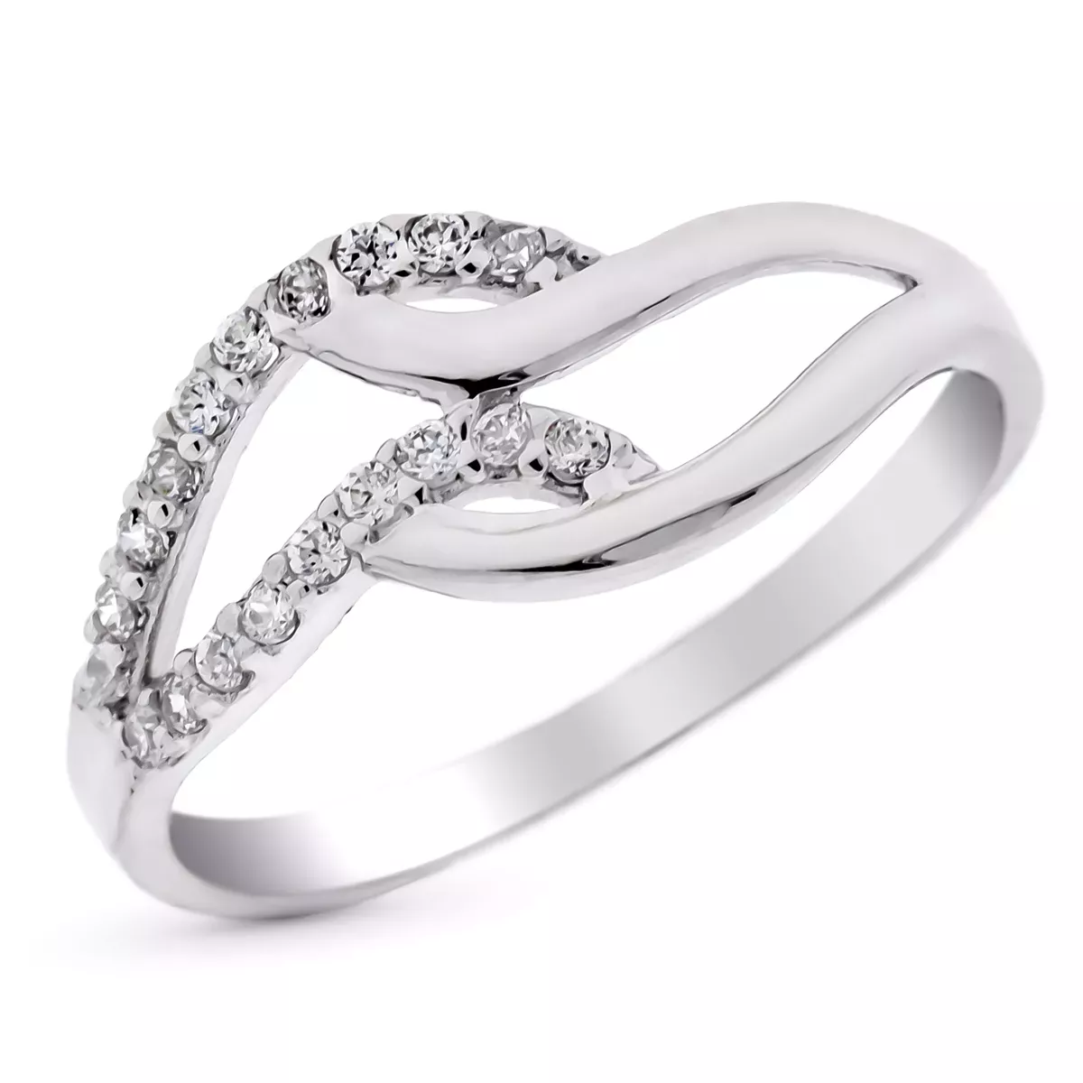 9K SORTIJA ORO BLANCO BANDAS CIRCONITAS EN CARRIL. ANCHO: 12 MM 1