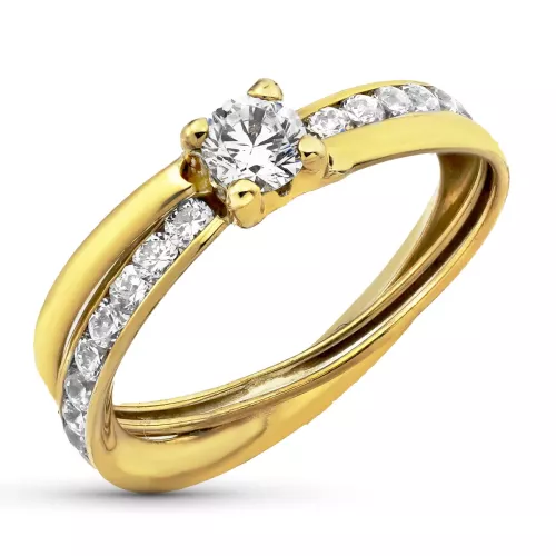 9K SORTIJA ORO AMARILLO BANDAS CON CIRCONITA EN GARRA DE 4MM Y CIRCONITAS EN CARRIL. 1