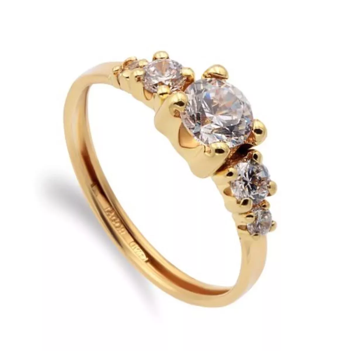 9K SORTIJA QUINTILLO ORO AMARILLO CON 5 CIRCONITA ANCHO: 5 MM 0