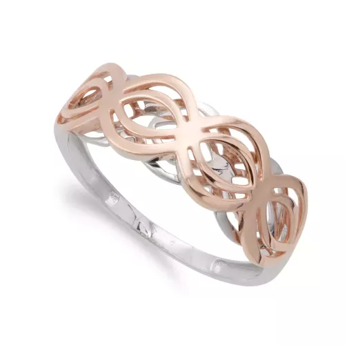 9K SORTIJA ORO BLANCO Y ROSA MOTIVOS CALADOS. ANCHO: 7 MM 2