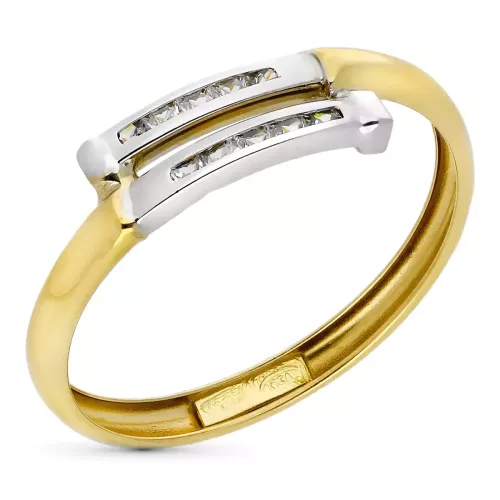 9K SORTIJA ORO BICOLOR BANDAS CON CIRCONITA DOBLE CARRIL. ANCHO: 5 MM 0