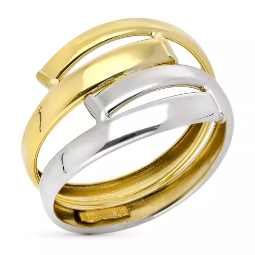 9K SORTIJA ORO BICOLOR DOBLE BANDAS EN BRILLO. ANCHO: 14 MM 1