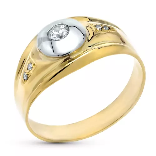 9K SORTIJA ORO BICOLOR CON CIRCONITAS. ANCHO: 9