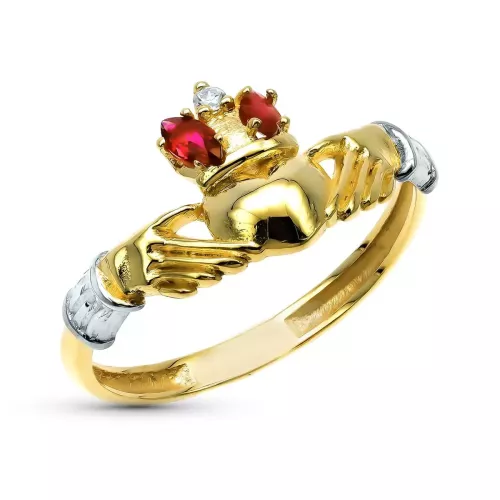 9K SORTIJA ORO AMARILLO CLADAGH CON RUBI. ANCHO: 10 MM 1