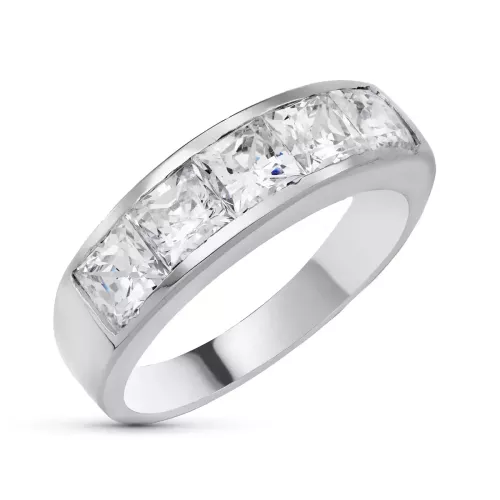 9K SORTIJA ORO BLANCO CIRCONITAS EN CARRIL. ANCHO: 5