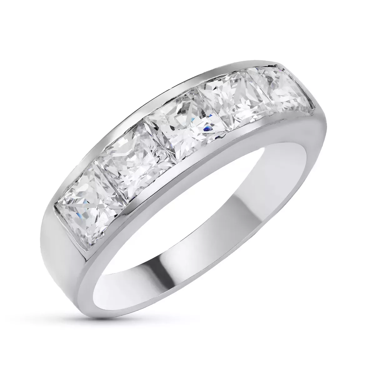 9K SORTIJA ORO BLANCO CIRCONITAS EN CARRIL. ANCHO: 5