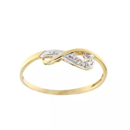 9K SORTIJA ORO BICOLOR ENTRELAZADA CON CIRCONITAS. ANCHO 7 MM 0