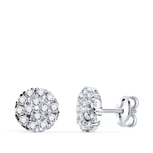18K PENDIENTES ORO BLANCO REDONDO CON CIRCONITA 7 MM CIERRE PRESION 1