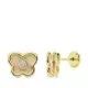 18K PENDIENTES ORO AMARILLO MARIPOSA CON NACAR 8X7 MM. CIERRE TUERCA 0