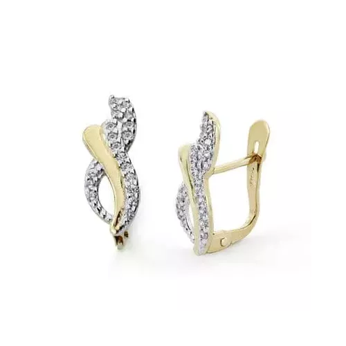 18K PENDIENTES ORO BICOLOR COMUNION CIRCONITA 14X5 MM CIERRE CATALAN 1