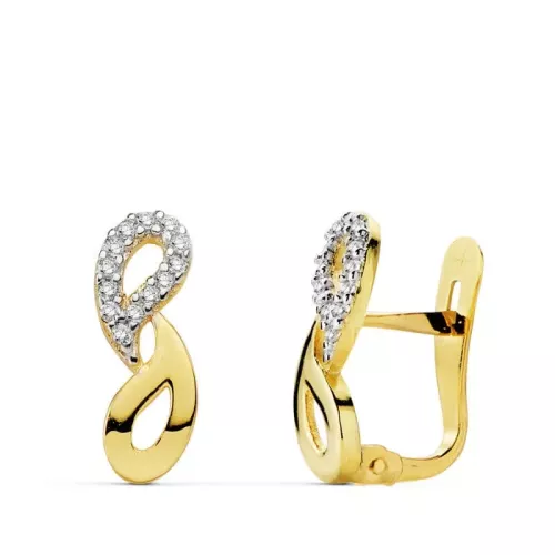 18K PENDIENTES CIRCONITA BICOLOR 13X5 MM CIERRE CATALAN 1