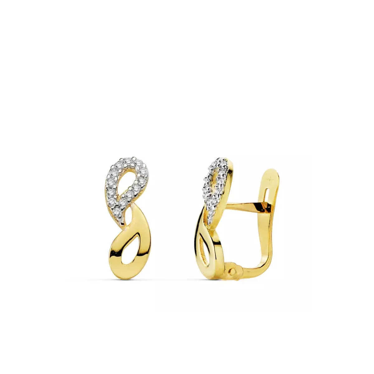 18K PENDIENTES CIRCONITA BICOLOR 13X5 MM CIERRE CATALAN 1