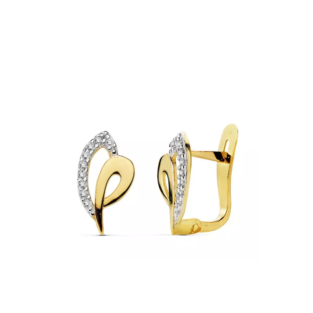 18K PENDIENTES BICOLOR CIRCONITA 12X7 MM CIERRE CATALAN 1