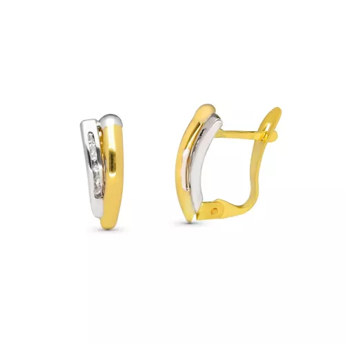 18K PENDIENTES ORO BICOLOR COMUNION CIRCONITA 14X5 MM CATALAN 1