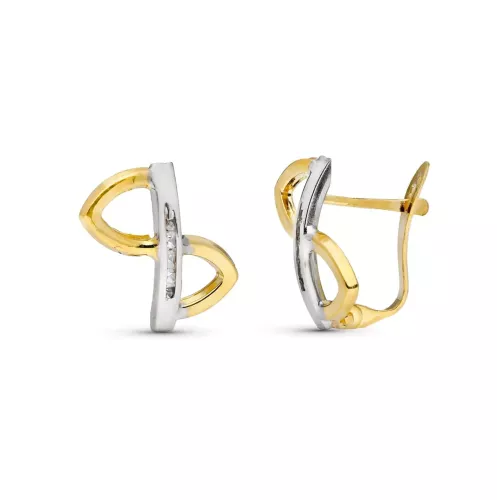 18K PENDIENTES BICOLOR CIRCONITA 14X11 MM CIERRE CATALAN 1