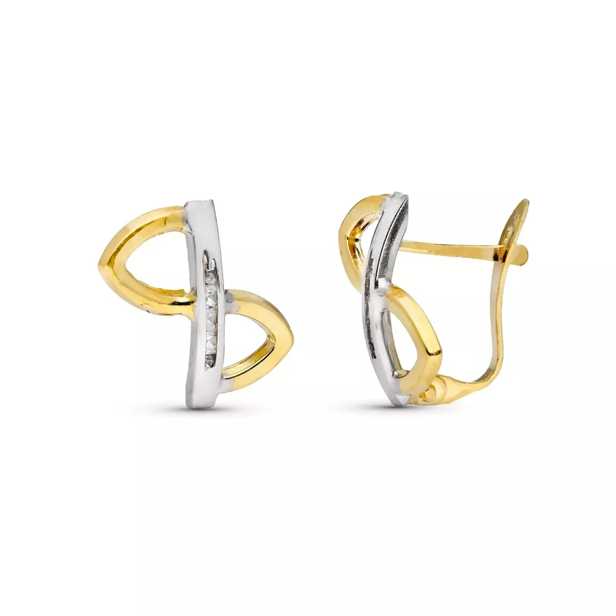 18K PENDIENTES BICOLOR CIRCONITA 14X11 MM CIERRE CATALAN 1