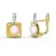 18K PENDIENTES ORO BICOLOR PERLA 12X8 MM CIERRE CATALAN 1