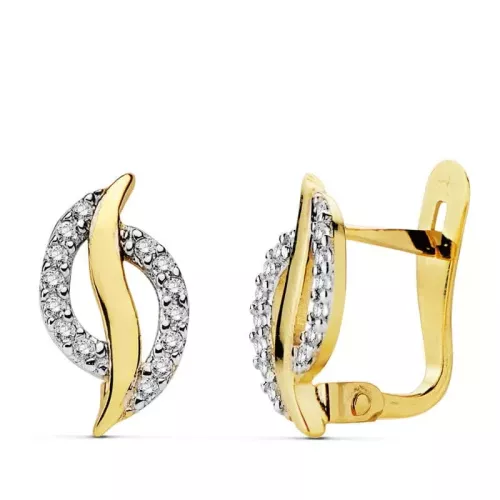 18K PENDIENTES BICOLOR CIRCONITA 12X7 MM CIERRE CATALAN 1