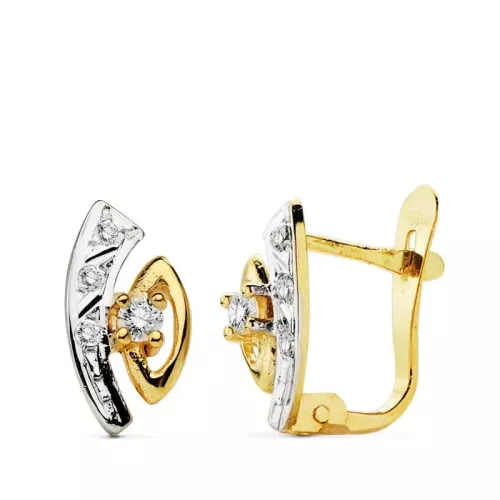 18K PENDIENTES BICOLOR CIRCONITA 11X5 MM CIERRE CATALAN 1